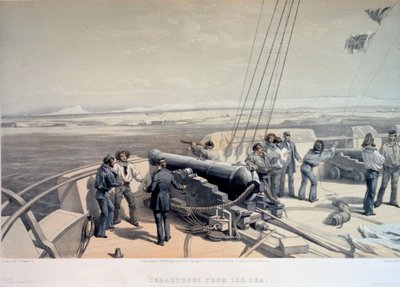 Widok Sewastopola od strony morza, 1855. autorstwa William Simpson