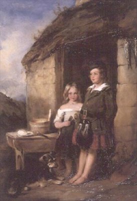 Highland Children pod drzwiami Bothy autorstwa William Simson