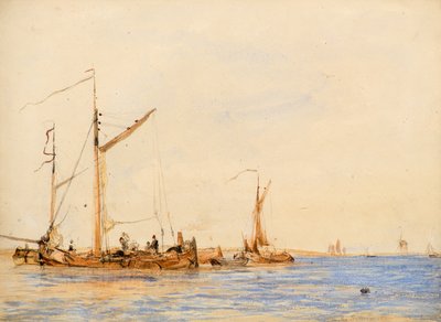 Scena rzeczna [lub Na Skaldzie w Antwerpii], c.1836 (akwarela) autorstwa William Simson