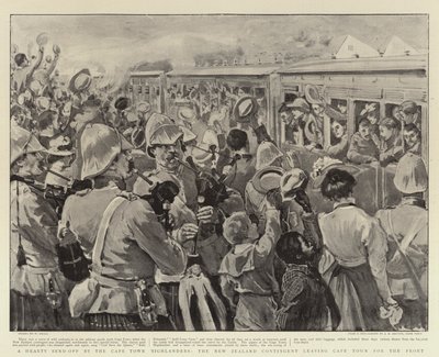 Obfite pożegnanie Cape Town Highlanders, kontyngentu nowozelandzkiego opuszczającego Kapsztad na front autorstwa William Small