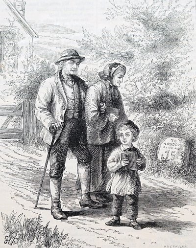 Starsze małżeństwo z wnukiem. Williama Smalla (1843-1929), angielskiego ilustratora. 1880 (grawerowanie) autorstwa William Small
