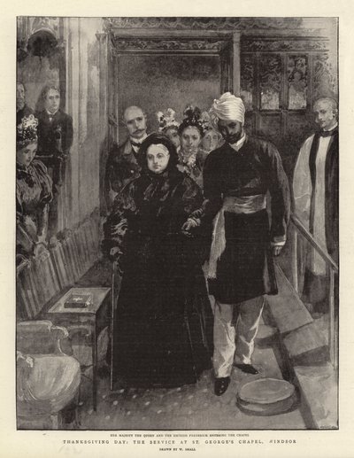 Dzień Dziękczynienia, nabożeństwo w kaplicy św. Jerzego, Windsor autorstwa William Small