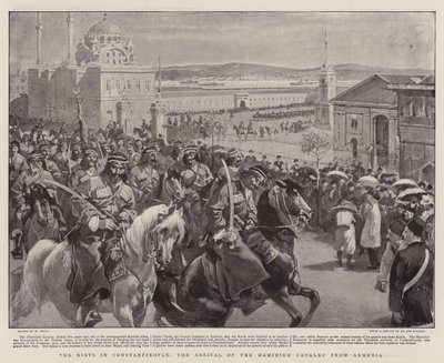 Zamieszki w Konstantynopolu, przybycie kawalerii Hamidieh z Armenii” autorstwa William Small