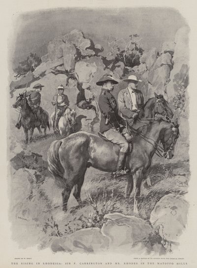 Powstanie w Rodezji, Sir F Carrington i pan Rhodes na wzgórzach Matoppo autorstwa William Small