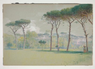 Castel Fusano: Krajobraz - rozległy trawnik i drzewa autorstwa William Stanley Haseltine