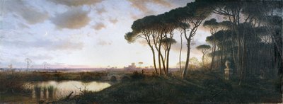 Zamek Ostia widziany z lasu sosnowego Castel Fusano, 1881 r. autorstwa William Stanley Haseltine