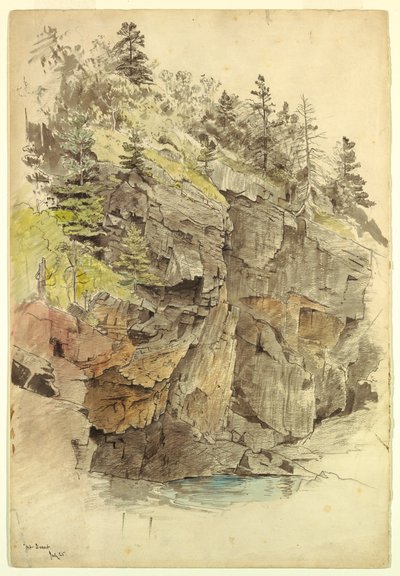 Rysunek przedstawiający ścianę skalną w pobliżu klifów Otter, Mt. Desert, 1859 r. autorstwa William Stanley Haseltine