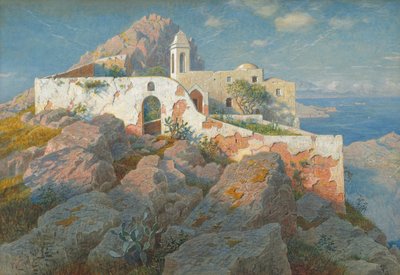 Santa Maria a Cetrella, Anacapri, ok. 1892 (akwarela i gwasz na graficie) autorstwa William Stanley Haseltine