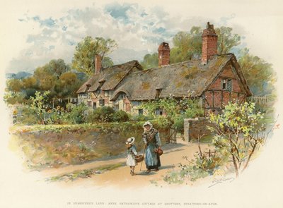Domek Anne Hathaway w Shottery (kolorowa litografia) autorstwa William Stephen Coleman