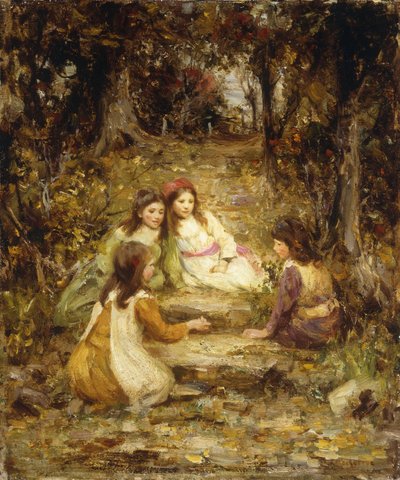 Dzieci w sadzie (olej na płótnie) autorstwa William Stewart MacGeorge