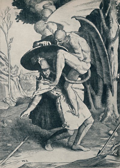 Chrześcijański walczący Apollyon, 1895, 1923 autorstwa William Strang