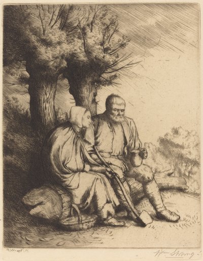 Mężczyzna i kobieta pod drzewem autorstwa William Strang