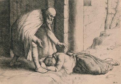 Miłosierdzie omdlewa przed bramą, c1916 autorstwa William Strang