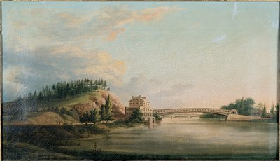 Widok mostu na rzece Schuylkill, ok.1815 autorstwa William Strickland