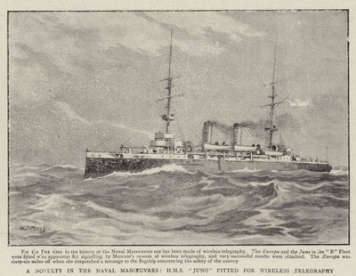 Nowość w manewrach morskich, H M S Juno przystosowana do telegrafii bezprzewodowej autorstwa William T. Maud