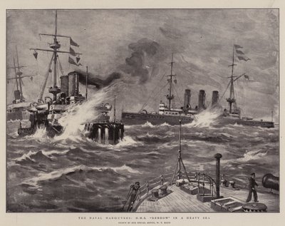 Manewry morskie, HMS Benbow na ciężkim morzu autorstwa William T. Maud