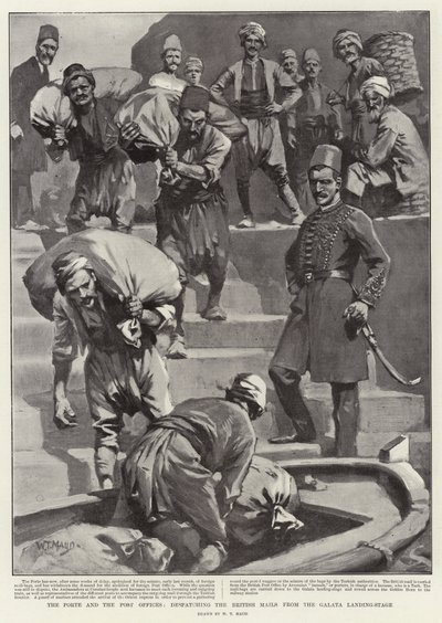 Porte i urzędy pocztowe, wysyłające brytyjską pocztę z lądowiska Galata. autorstwa William T. Maud