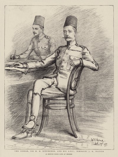 Sirdar, Sir H H Kitchener i jego ADC, Bimbashi J K Watson autorstwa William T. Maud