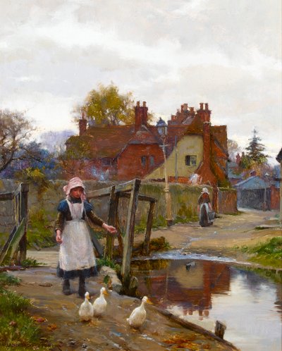Jadąc do domu kaczki przy Starym Moście, Abingdon autorstwa William Teulon Blandford Fletcher