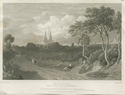 Katedra w Lichfield – widok na zachód autorstwa William Tombleson