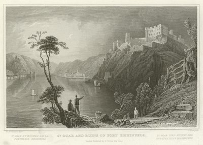 St Goar i ruiny fortu Rheinfels autorstwa William Tombleson