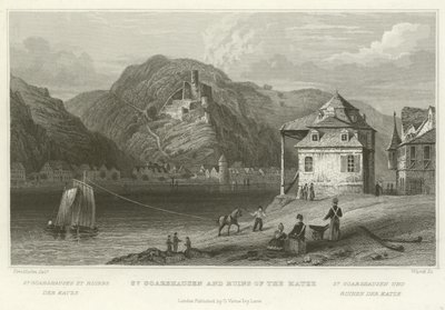St Goarshausen i ruiny Katze autorstwa William Tombleson