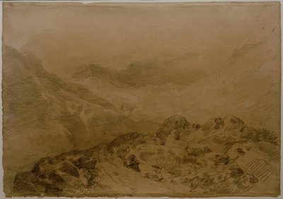 Skalista przełęcz między górami (Glen Croe, ze zboczami Ben Arthura: Ben an Lochain) autorstwa Joseph Mallord William Turner