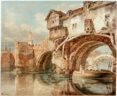 Die Old Welsh Bridge w Shrewsbury autorstwa Joseph Mallord William Turner