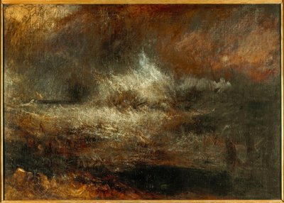 Wzburzone morze z płonącym wrakiem autorstwa Joseph Mallord William Turner