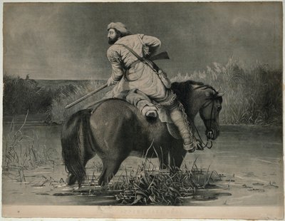 Ostatni strzał traperów (litografia) autorstwa William Tylee Ranney