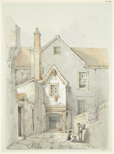 Stary dom stojący dawniej w pobliżu katedry w Bristolu (ołówek i akwarela na papierze) autorstwa William W. Wheatley
