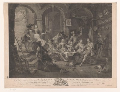 Wnętrze z firmą palącą i pijącą Flamandzka rozrywka (tytuł na obiekcie) Główne obrazy Anglii (tytuł serii) The Most Capital Paintings in England (tytuł serii) autorstwa William Walker