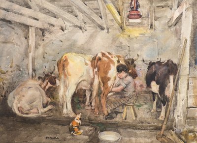 Cielęta (akwarela) autorstwa William Walls