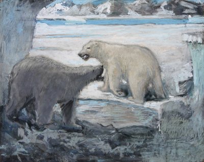 Zaloty niedźwiedzi, Grenlandia (olej (?) na płótnie) autorstwa William Walls