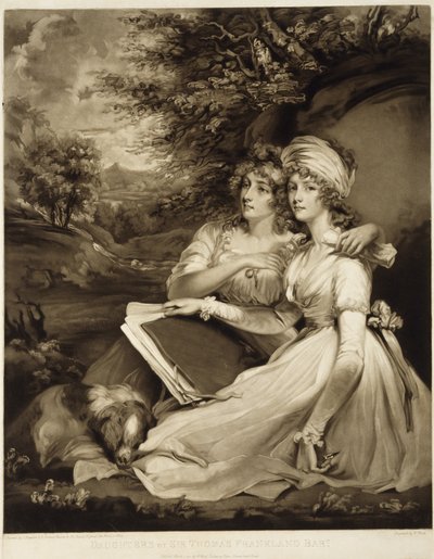 Córki Sir Thomasa Franklanda, baroneta, 1797 (mezzotinta w brązowym tuszu) autorstwa William Ward