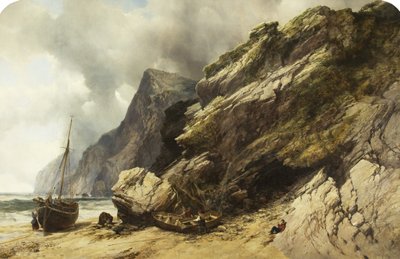 Cheyne Beach, Ilfracombe, ok.1845 (olej na płótnie) autorstwa William West