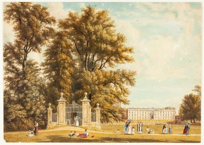 Wejście do alei z Clare Hall Piece, Cambridge autorstwa William Westall