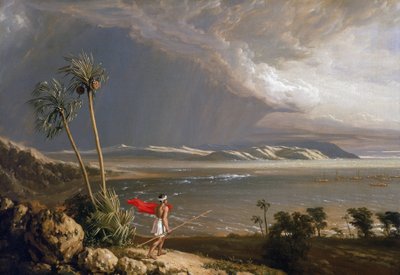 Widok na Zatokę Malajską na wyspie Pobassoo (Australia) w lutym 1803 roku. Olej na płótnie, początek XIX wieku, autor: William Westall (1781-1850). autorstwa William Westall