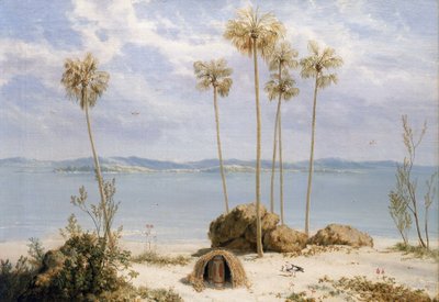Widok na grupę wysp Edwarda Pellew w Zatoce Carpenteria (Australia), Terytoria Północne, grudzień 1802 r., podczas wyprawy Matthew Flindersa (1774-1814) na statku Investigator w latach 1801-1803, której celem było sporządzenie mapy południowych lądów, autorstwa William Westall