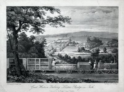 Great Western Railway, Kelston Bridge niedaleko Bath, ok. 1835-40 (litho na papierze) autorstwa William Weston Young