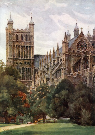Exeter z Ogrodów Pałacowych (kolor lito) autorstwa William Wiehe Collins