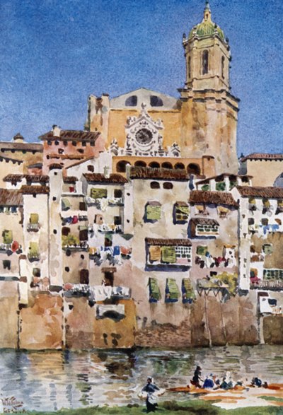 Gerona, Katedra (kolor lito) autorstwa William Wiehe Collins