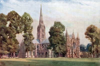 Salisbury, Katedra (kolor lito) autorstwa William Wiehe Collins