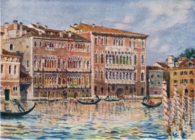 Wenecja. Palazzi Foscari i Giustiniani (kolor lito) autorstwa William Wiehe Collins
