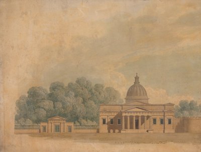 Elewacja proponowanego budynku dla Downing College w Cambridge autorstwa William Wilkins