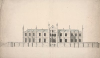 Elewacja proponowanego projektu dla Cambridge Colleges autorstwa William Wilkins