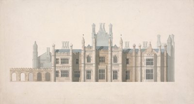 Elewacja proponowanego projektu dla Cambridge Colleges autorstwa William Wilkins