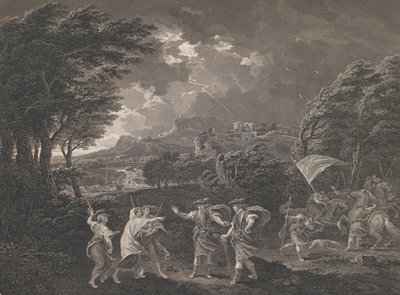 Makbet i czarownice Szekspir, Makbet, akt 1, scena 1, 1770. autorstwa William Woollett
