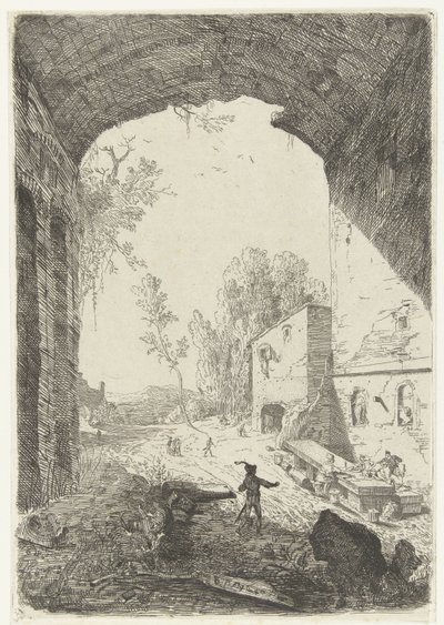 Karczma w Grotta della Ninfa Egeria autorstwa William Young Ottley