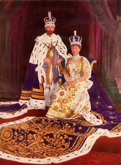 Ich Królewskie Mości Król Jerzy V i Królowa Maria w szatach koronacyjnych, 1911, 1951. autorstwa William and Daniel Downey